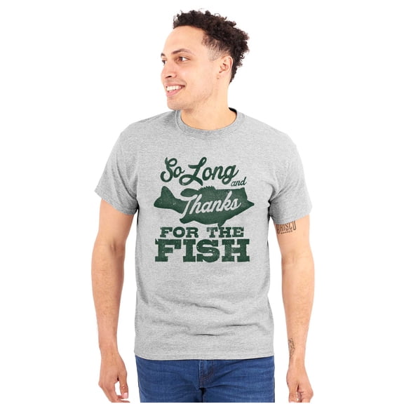 So Long and Thanks For The Fish Plus Size Crewneck Graphic Tee Shirt Brisco Brands 4X