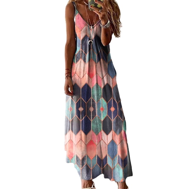Innerwin Robes à Bretelles Robe Longue Maxi pour Femmes Robe de Soirée Ample Bordeaux L