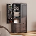 thumbnail image 3 of Kitchen Pantry Storage Cabinet with Drawers Freestanding Bathroom Storage Cabinets with Doors and Shelves, 47" Small Wooden Food Pantry Cabinet for Dining Room Craft Room, Dark Brown, 3 of 8