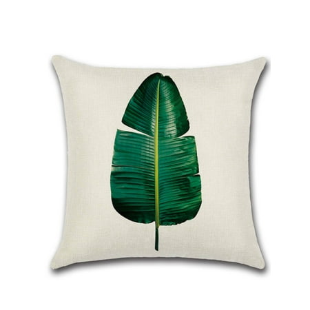 Soft Vinyl Light Covers - Cotton Linen Cushion Cover Home Decor Green Leaves Soft Throw Pillow Case