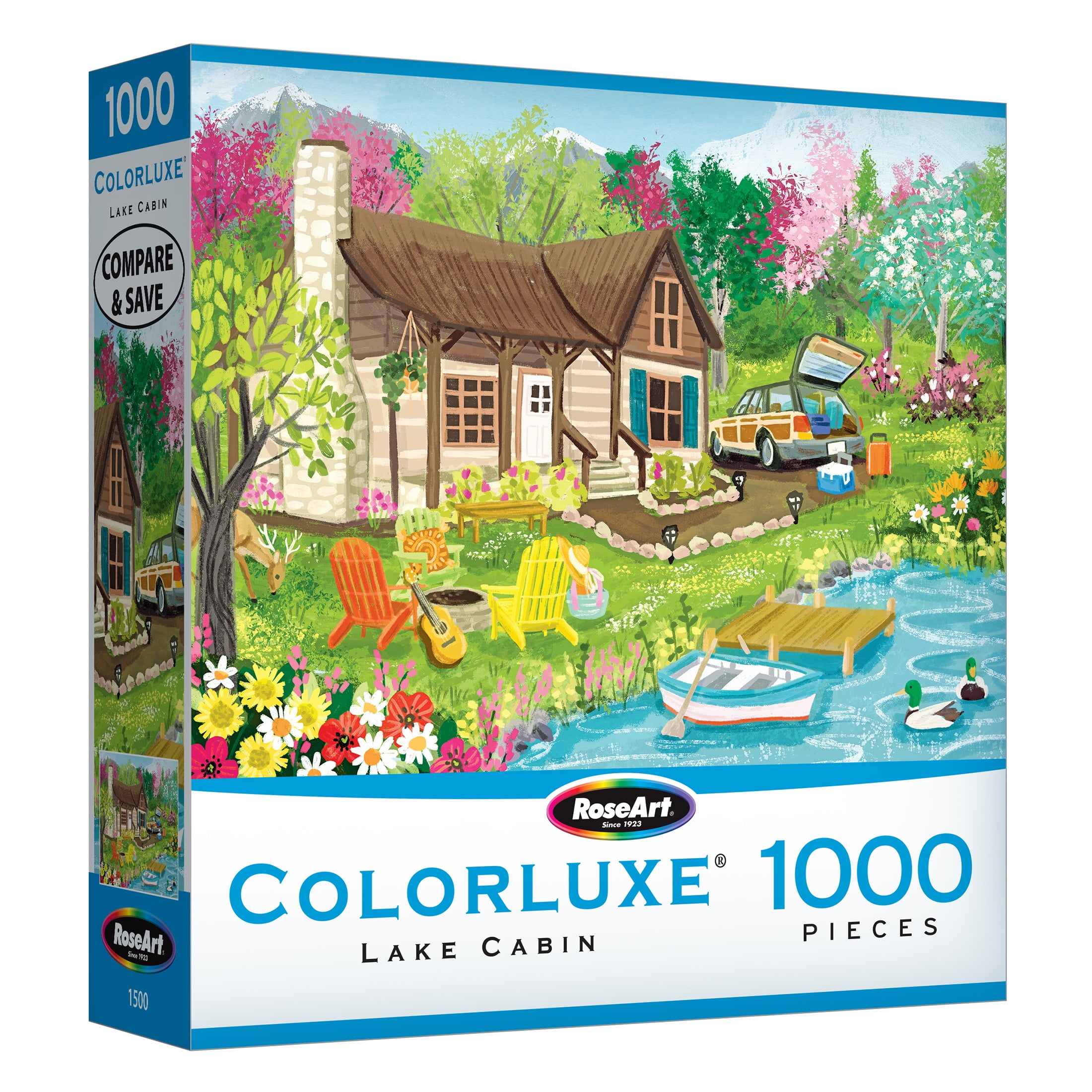 RoseArt Colorluxe 1000-Piece Lake Cabin Adult Interlocking Jigsaw Puzzle
