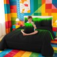 thumbnail image 4 of meiyoeat line Geometric Print 7-Piece Twin Bedding,Black Green Neon Striped Bedding Comforter Set,Reversible, 4 of 7
