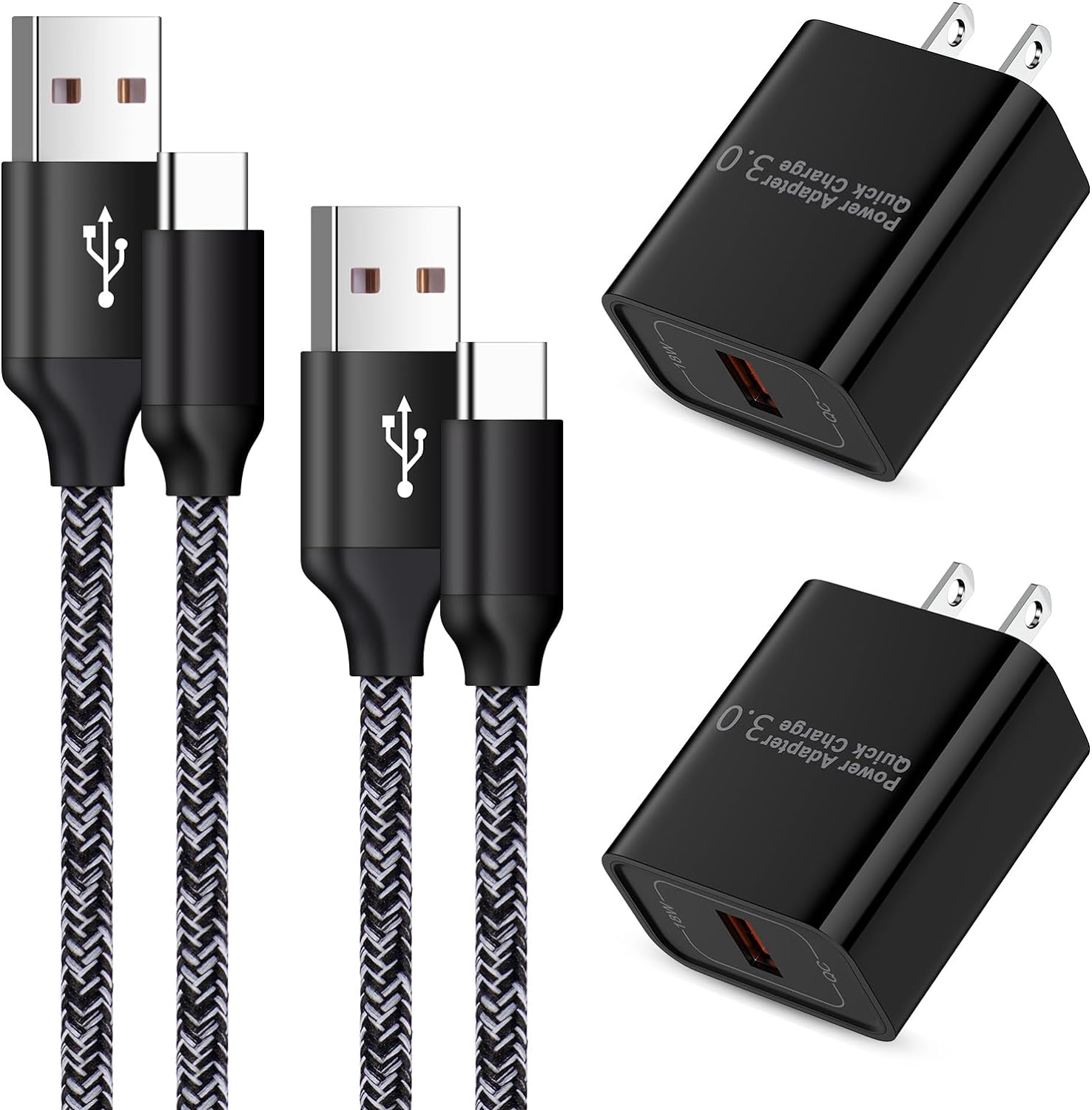 RGHJAR-USB Type C Charger Fast Charge Dual USB Wall Plug Charging Blocks Android C Charger Cable Cord for Samsung Galaxy S24 S23 S22 S21 Ultra Plus S20 FE S10 S9 Note 20 10 A10e A01 A11 A12 A21 A20 A