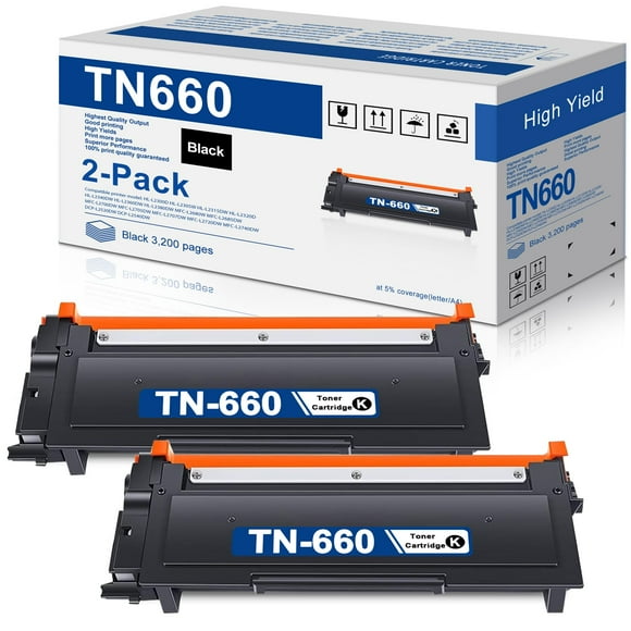 TN660 Toner Cartridge High Yield Replacement for Brother TN 660 TN630 to use with HL-L2300D HL-L2380DW HL-L2320D DCP-L2540DW HL-L2340DW HL-L2360DW MFC-L2720DW Printer,TN6602PK