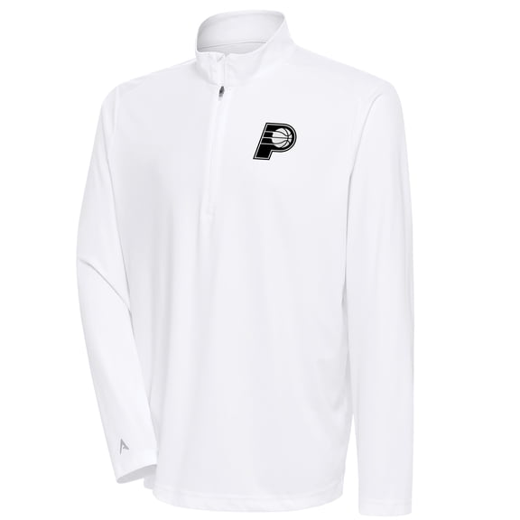 Men's Antigua White Indiana Pacers Metallic Logo Tribute Quarter-Zip Top