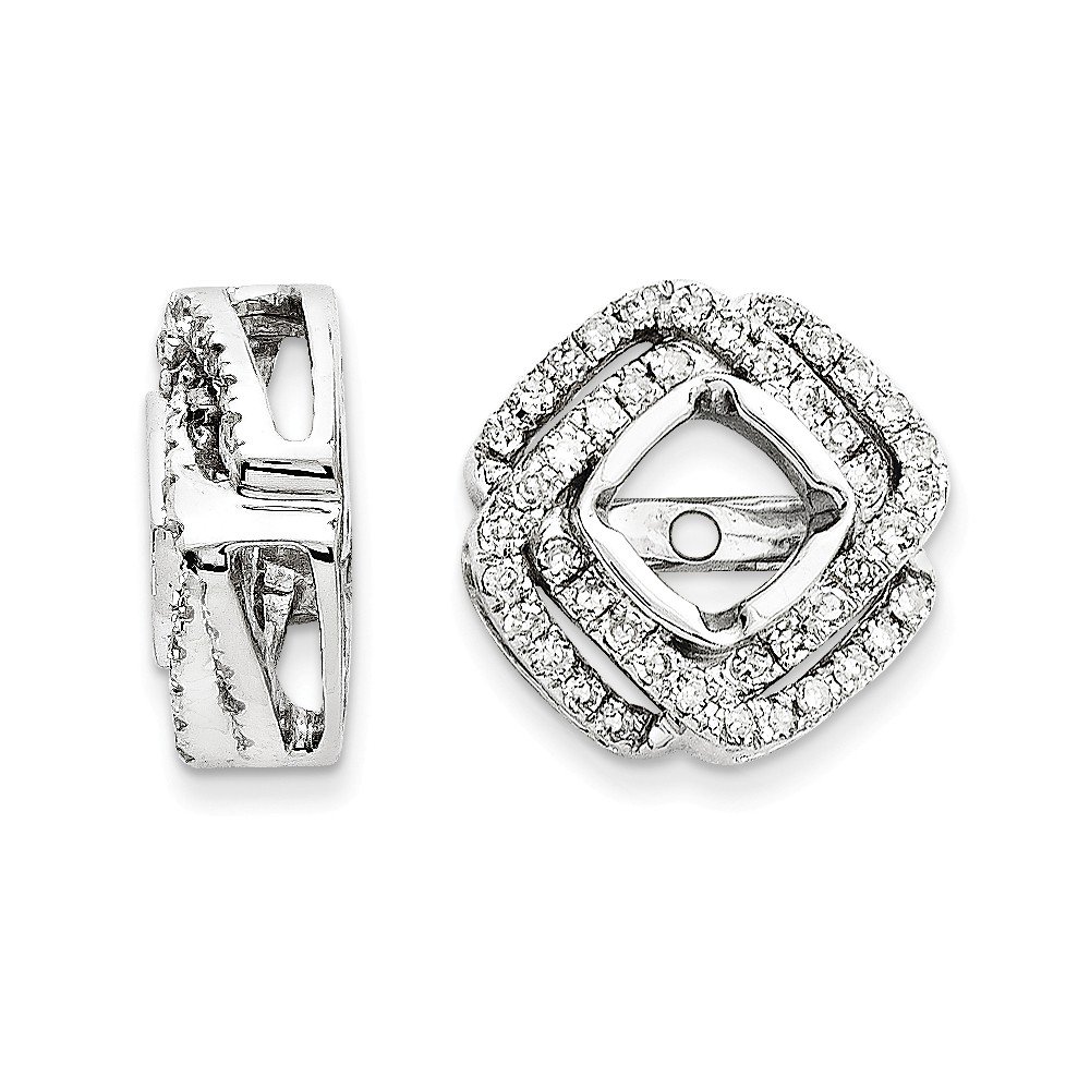 AA Jewels Solid 14k White Gold Diamond Square Earring Jacket (12mm x
