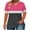 Hot Pink, variant on Women's Plus Size Color-Block & Solid V-Neck Blouse Tee – Casual Short Sleeve Spring/Summer Top for Everyday Wear