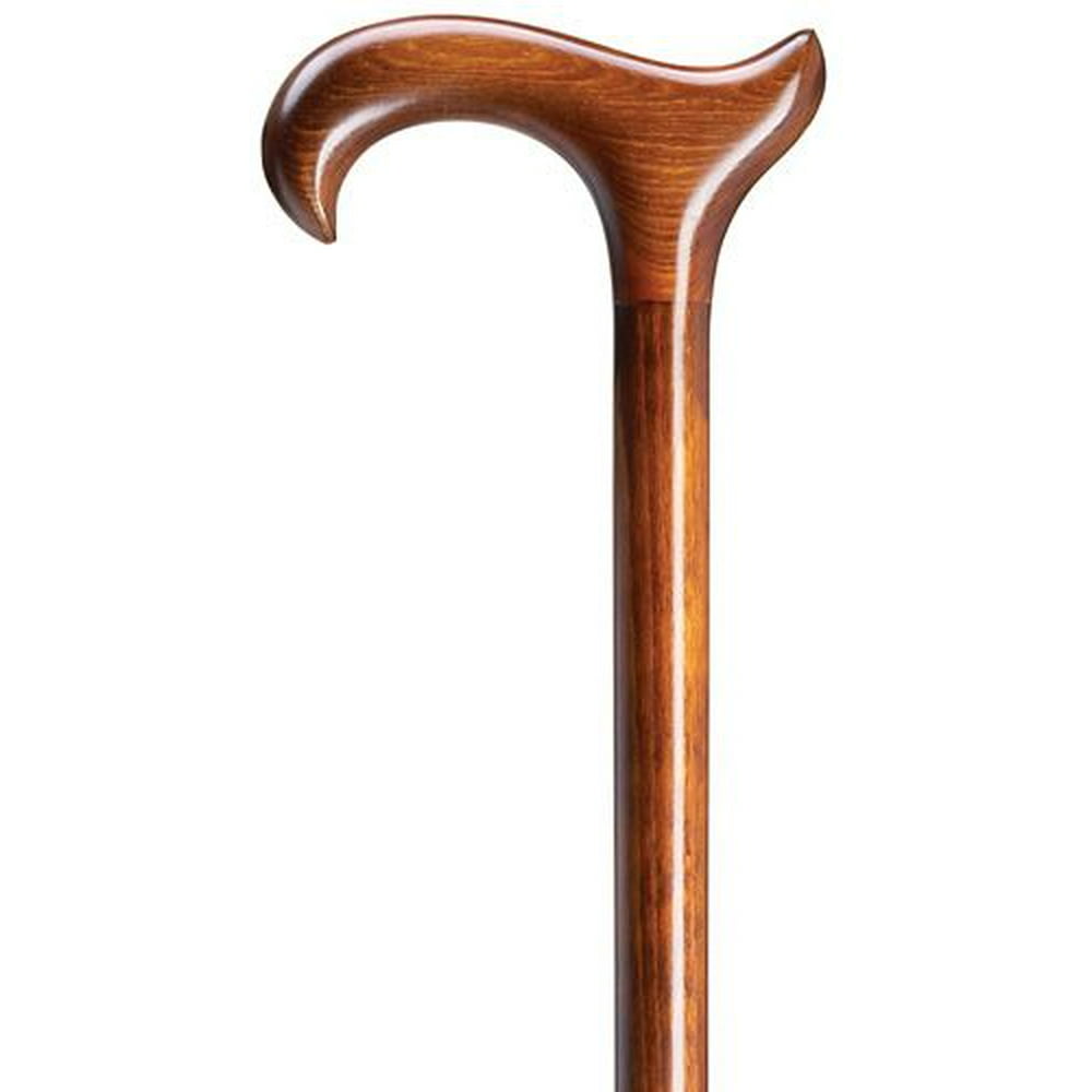 Men Ergonomic Derby Handle Cane Extra Tall 42" Stylish Walnut Finish