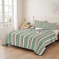 Curated visual reference: Picture Idea: Full Quilt Bedding Set Green Brown Stripes Line Lightweight Coverlet