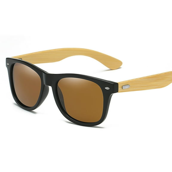 Retro rice nail sunglasses European and American fashion trend sunglasses, made of PC and wood - brown