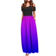 thumbnail image 1 of SMihono Robe Maxi Bohème d'Été pour Femmes Grande Taille Mode Décontractée Manches Courtes Épaules Dénudées Imprimé Col Rond Robe de Plage, 1 of 4