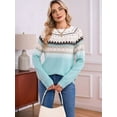 thumbnail image 4 of Women'S Casual Vintage Sweater Raglan Sleeve Crew Neck Knit Pullover Comfortable Warm Autumn Top  Blue L, 4 of 8