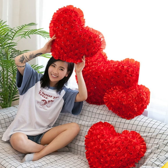 LOLIPPYY Valentine's Day Red Throw Pillow with PP Cotton Filling for Family Living Room Decoration, 1 Piece