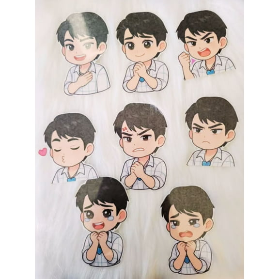 Black Hair Boy Character Sticker Expression for Crafts and Journaling 10 designs