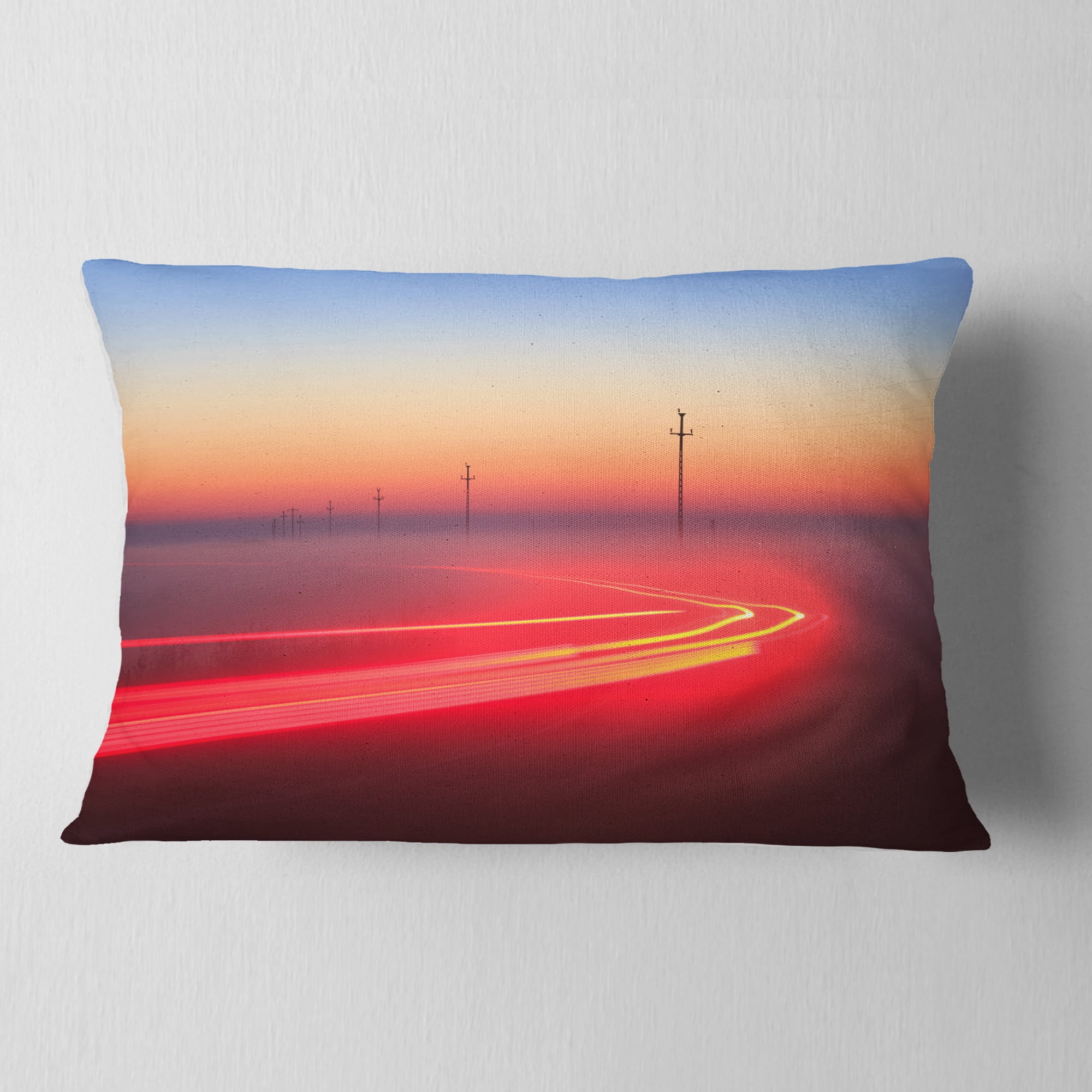 Designart Barcelona Street Traffic Trail - Throw Pillow - 12x20