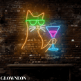thumbnail image 4 of Glowneon Cat Martini Cocktail Neon Wall Decor, Martini Bar Pub Decor, 4 of 5