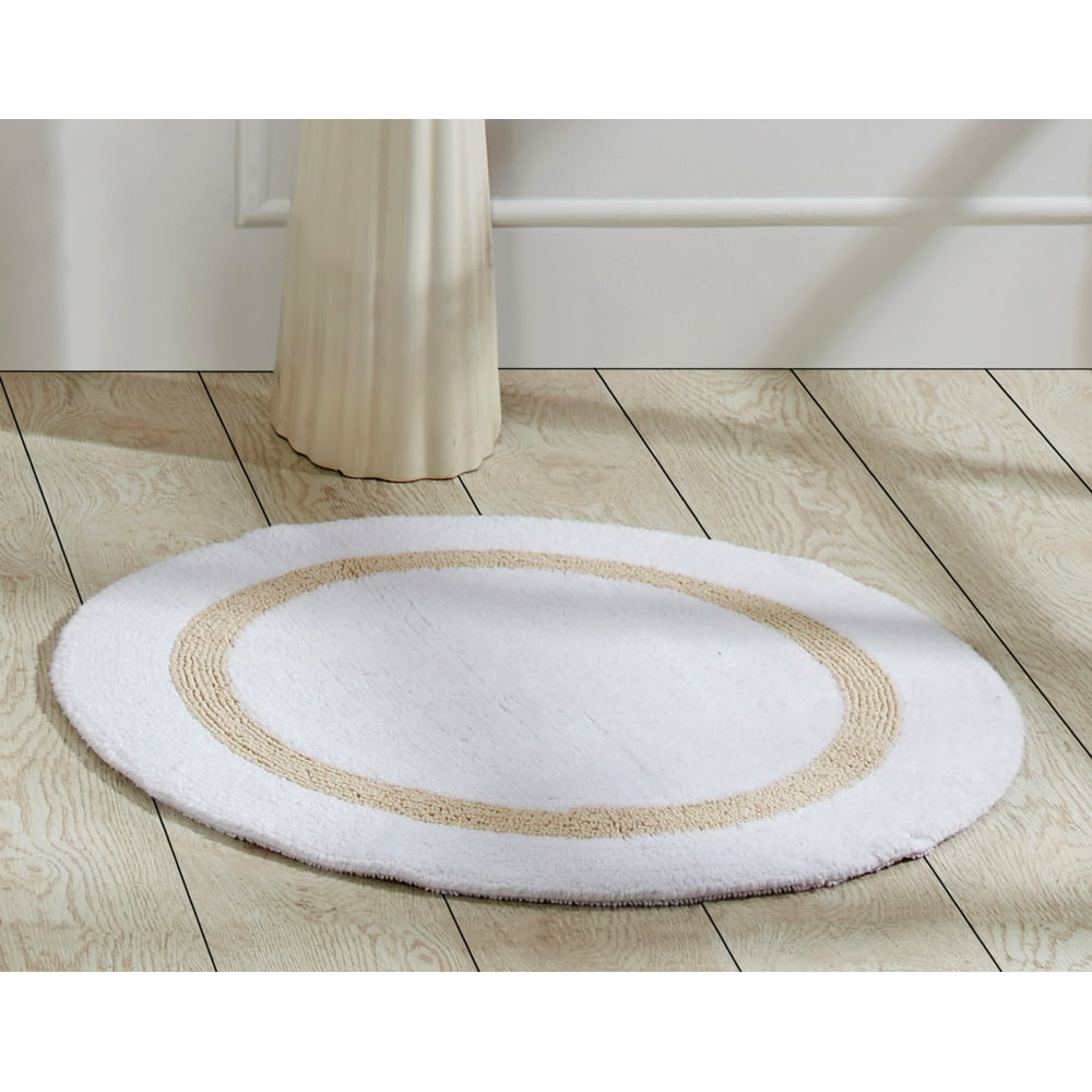 Better Trends Hotel Collection Bath Rug 30" Round White & Sand