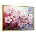 thumbnail image 2 of Designart "Windy Pink Blossom Cherry Tree I" Floral Framed Wall Art - Traditional Pink Cherry Living Room Framed Canvas Art, 2 of 6