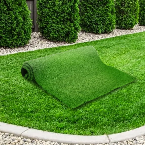 6x10ft Green Artificial Grass Turf - 0.8 Inch Premium Faux Lawn with Drainage Holes, Indoor Outdoor Pet-Friendly Rug for Garden, Balcony, Backyard