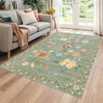thumbnail image 4 of Senfot 8x10 Area Rugs,Kitchen Floral Runner Rugs Runners for Bedroom Hallway, Soft Ultra-Thin Indoor Low Pile Flower Carpet with Non Slip Backing Green, 4 of 7