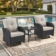 thumbnail image 6 of POCASSY Outdoor Swivel Glider Chairs - Outdoor Swivel Rocking Chairs Set of 2 with Rattan Side Table, All Weather Black Wicker Outdoor Bistro Set 3 Piece Patio Furniture Set for Porch Pool, Beige, 6 of 12
