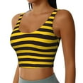thumbnail image 2 of Xecao Bee Stripe for Sports Bra with Removable Pads, Crop Tank Top Design, Women's Longline Sports Bra - Non-Wired - XX-Large, 2 of 9