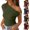 Army Green, variant on Womens One Shoulder Going Out Tops Women's Casual Fashion Solid Knitted Pit Strip Color Slashed One-Shoulder Short Sleeve Top