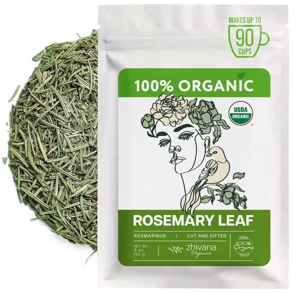 Organic Rosemary Leaves (4 oz.) (Rosmarinus officinalis) – Loose Dried Leaves – Edible Grade for Tea, Seasoning & Herbal Use