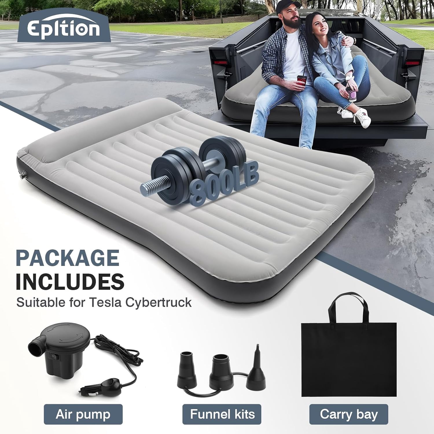 Cybertruck  Mattress with Pump - Custom Fit for 2024-2025 Models, Portable Camping Bed with Pillow and Carry Bag,