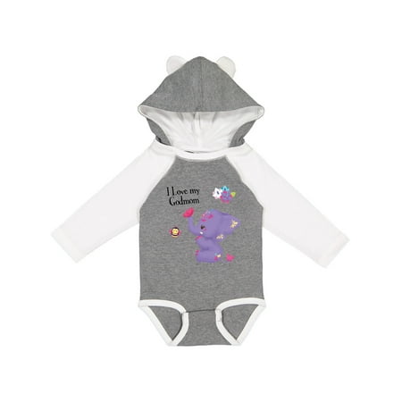 

Inktastic Love My Godmom Yara Purple Elephant and Bee Gift Baby Girl Long Sleeve Bodysuit