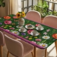 thumbnail image 3 of Spring Flowers Table Cloths for 6 Foot Rectangle Tables, Purple Boho Farmhouse Botanical Florals Patio Waterproof Elastic Fitted Tablecloths, Washable Rectangular Table Cover for Camping, 3 of 8
