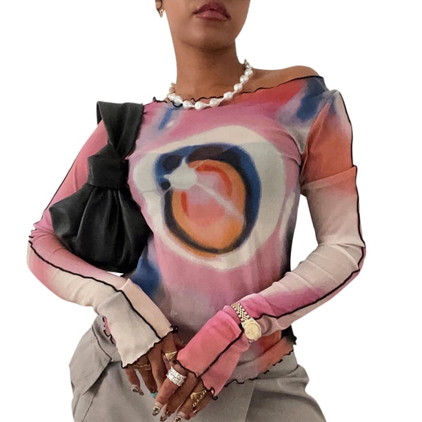 Crewneck Tops, Skin Friendly Casual Multicolor Print Tops Stylish For Office Work ANGGREK Otros