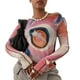 thumbnail image 1 of Crewneck Tops, Skin Friendly Casual Multicolor Print Tops Stylish For Office Work ANGGREK Otros, 1 of 7