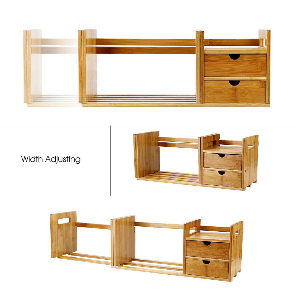 Adjustable DIY Wood Desk Top Book Shelf Rack Storage Organizer Office Bookcase 
