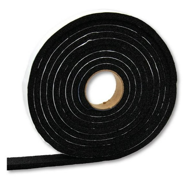 AP Multi Purpose Weather Stripping 018-181418 Vinyl Foam Roll; Black; With Mylar Back