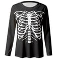 thumbnail image 4 of XIAOCHA Skeleton Ribcage Print T Shirt For Women Long Sleeve Round Neck Halloween Tee, 4 of 4