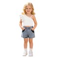 thumbnail image 2 of CAIXIA Toddler Baby Girl Summer Outfits Sleeveless Lapel Collar Tank Tops Ruffle Jean Skirt Set Cute Clothes, 2 of 8
