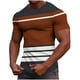 thumbnail image 2 of Ceisia Men's Summer Casual Slim Fit Crew Neck Short Sleeve T-Shirt Multi-Color Striped Waffle Knit Stretch Fabric Brown M Gifts, 2 of 7