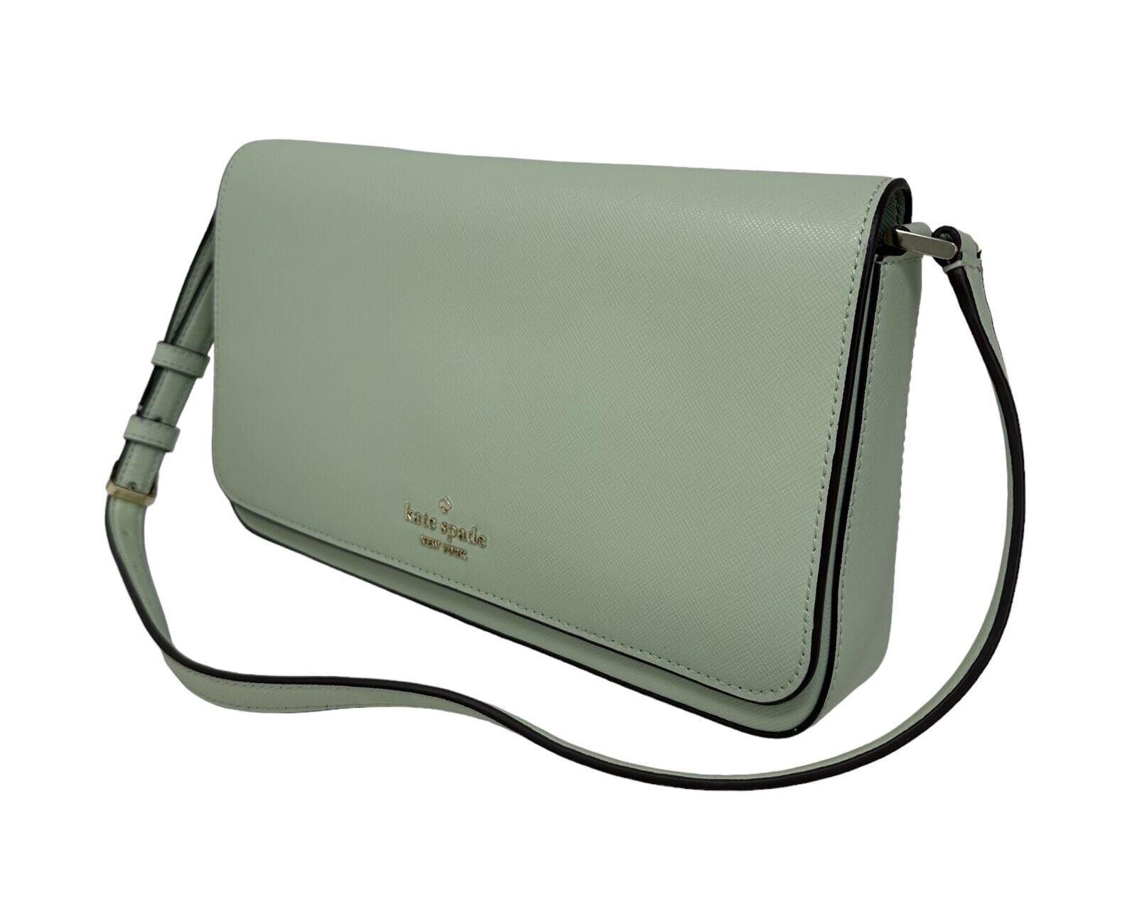 Kate Spade Staci Flap Shoulder Light Olive Saffiano Leather Bag KF371 $329