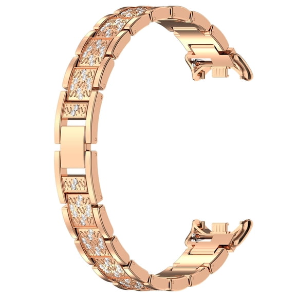 Smart Watch Band Metal Replacement Strap Rhinestone Stainless Steel Watch Bracelet Wristband for Fitness Tracker Daily Wear