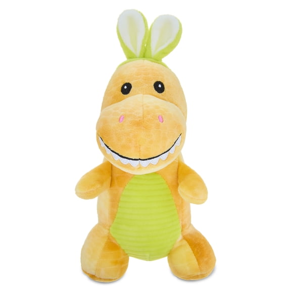 Small Dinosaur with Bunny Ears Plush, Green and Yellow, 9", Easter by Way To Celebrate