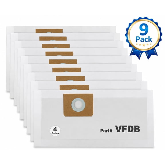 4 Gallon Dust Bag, 9 Pack, VFDB,Compatible With Vacmaster 4 Gallon Wet/Dry Vacuum Cleaners