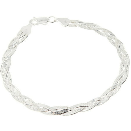 Italian Sterling Silver 3-Row Herringbone Bracelet,