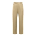 thumbnail image 5 of Glisme Women's Trousers Solid Color Elastic Waist With Pockets And Drawstring Summer Breathable Women Wide Leg Pants Size S Khaki, 5 of 5