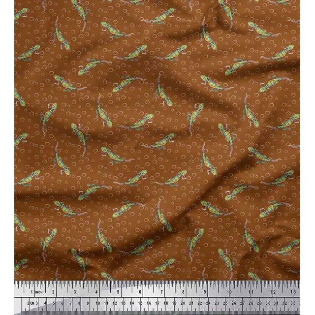 Soimoi Georgette Viscose Fabric Circle & Lizard Reptile Print Sewing Fabric Yard 42 Inch Wide