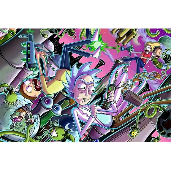 Buyartforless Rick and Morty Chaos 36x24 Animated Cartoon TV Art Print Poster