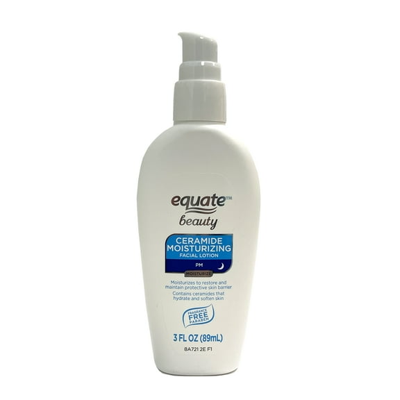 Equate Night Time Ceramide Moisturizing Facial Lotion for Face Care to Restore & Protect Skin, Fragrance Free, 3 oz