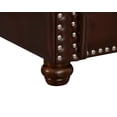 thumbnail image 5 of PU Leather 2 Seater Soft Chair with Nailhead Trim, Classic Couch with Brown Wooden Legs and Thick Cushion, Burgundy Faux Leather Loveseat Sofa for Living Room, Office, Apartment, 5 of 7
