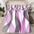 thumbnail image 2 of Erosebridal Chic Geometric Sheet Set Full, Purple Stripes Bedding Sets Full Size, Abstract Decor 4 Pieces, 2 of 7