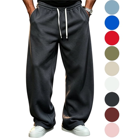 Sweatpants Men with Pockets Outdoor Running Jogger Pants Men's Casual Holiday Drawstring Solid Color Elastic Waist Pants